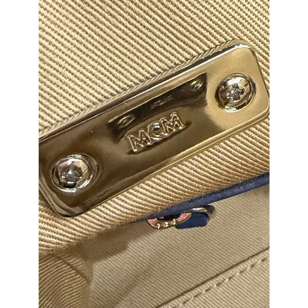 MCM Small Boston Bag In Denim Visetos New